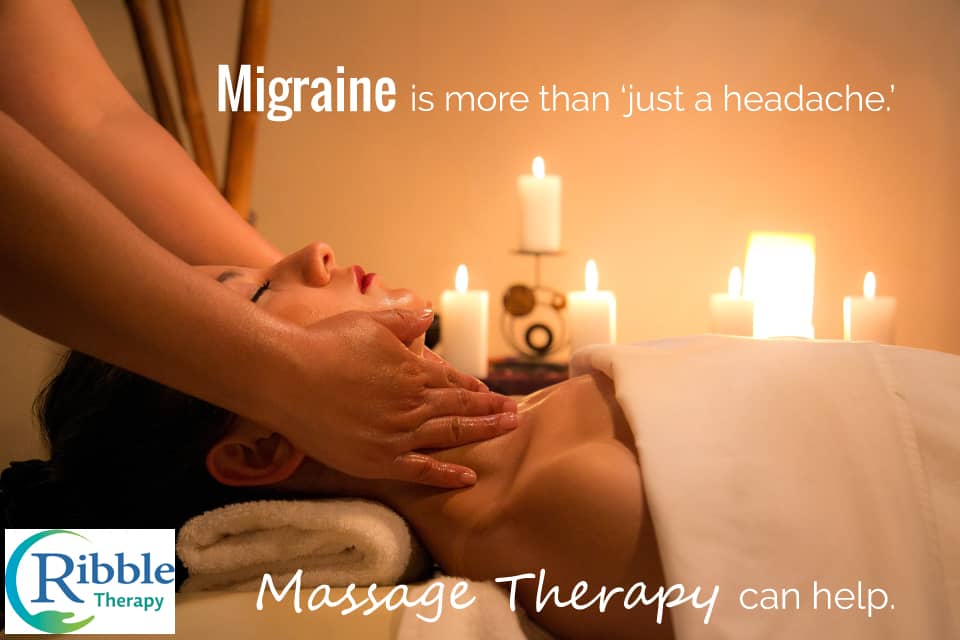 Lady receiving a massage for migraine relief